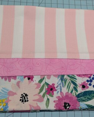 Handmade Cotton Pillowcase – Standard/Queen Size – Pink Floral & Stripe – Holiday or Birthday Gift