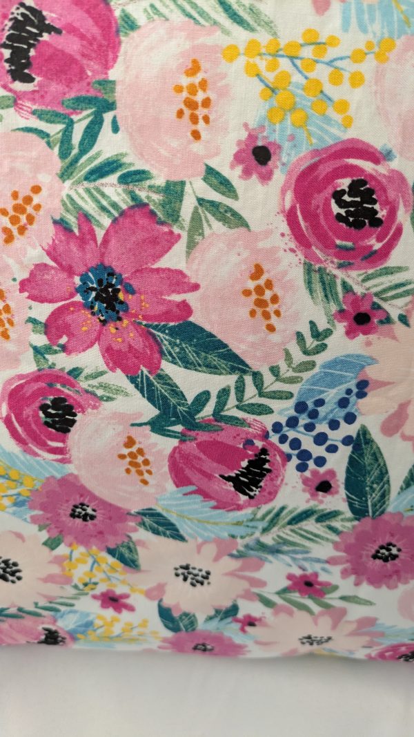 Handmade Cotton Pillowcase – Standard/Queen Size – Pink Floral & Stripe – Holiday or Birthday Gift - Image 4