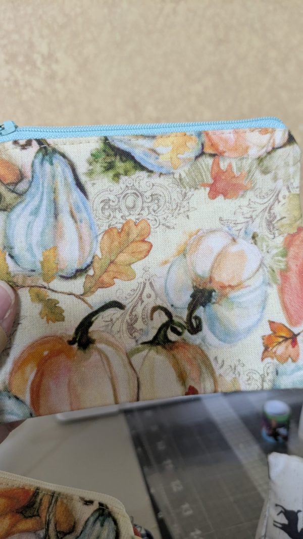 Handmade Autumn/Fall Keychain Wallet — Mini Fabric Zipper Pouch 100% Cotton Pocketbook, Tote Organizer, Coin & Card Holder - Image 4