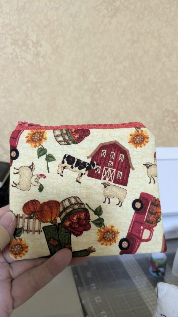 Handmade Keychain Wallet — Mini Fabric Zipper Pouch  100% Cotton Pocketbook, Tote Organizer, Coin & Card Holder - Image 6