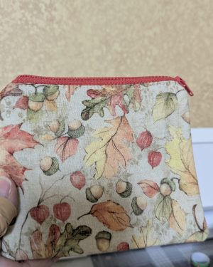Handmade Autumn/Fall Keychain Wallet — Mini Fabric Zipper Pouch  100% Cotton Pocketbook, Tote Organizer, Coin & Card Holder