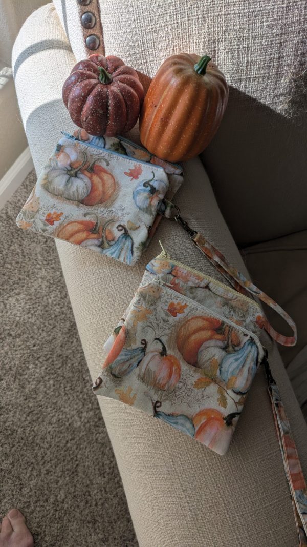 Handmade Autumn/Fall Keychain Wallet — Mini Fabric Zipper Pouch 100% Cotton Pocketbook, Tote Organizer, Coin & Card Holder - Image 3