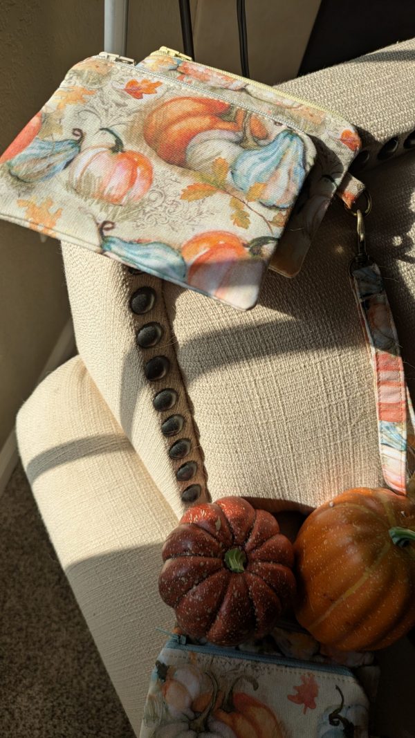 Handmade Autumn/Fall Keychain Wallet — Mini Fabric Zipper Pouch 100% Cotton Pocketbook, Tote Organizer, Coin & Card Holder - Image 2