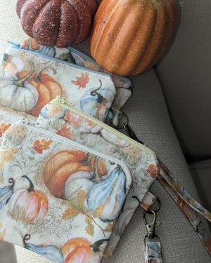Handmade Autumn/Fall Keychain Wallet — Mini Fabric Zipper Pouch 100% Cotton Pocketbook, Tote Organizer, Coin & Card Holder