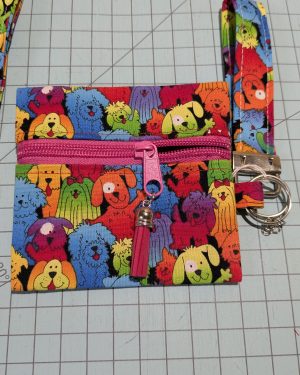 Hank the Tank Colorful Dog Zipper Wallet Set | 3-Piece Handmade Quilted Cotton Pouch, Keychain & Poo Bag Holder | Dog Lover Gift