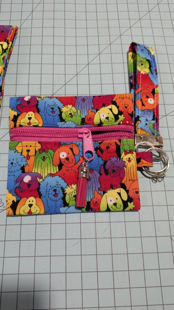 Hank the Tank Colorful Dog Zipper Wallet Set | 3-Piece Handmade Quilted Cotton Pouch, Keychain & Poo Bag Holder | Dog Lover Gift