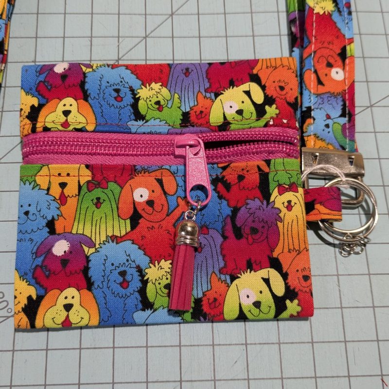Hank the Tank Colorful Dog Zipper Wallet Set | 3-Piece Handmade Quilted Cotton Pouch, Keychain & Poo Bag Holder | Dog Lover Gift