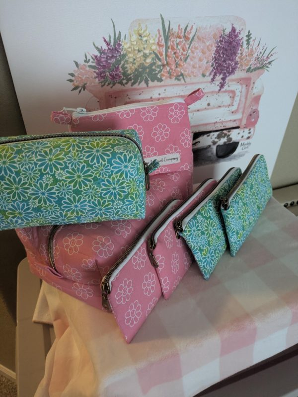 Cell Phone Case/Pencil Case Blue Green Flower Power - Image 3