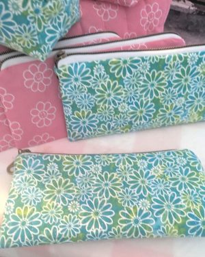 Cell Phone Case/Pencil Case Blue Green Flower Power