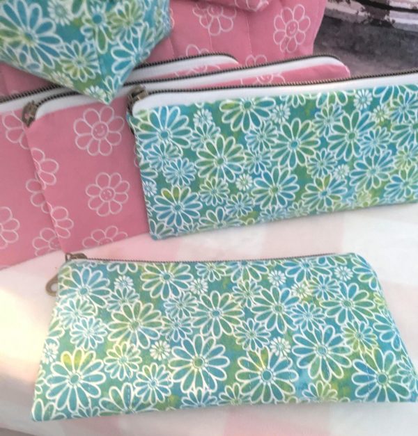 Cell Phone Case/Pencil Case Blue Green Flower Power