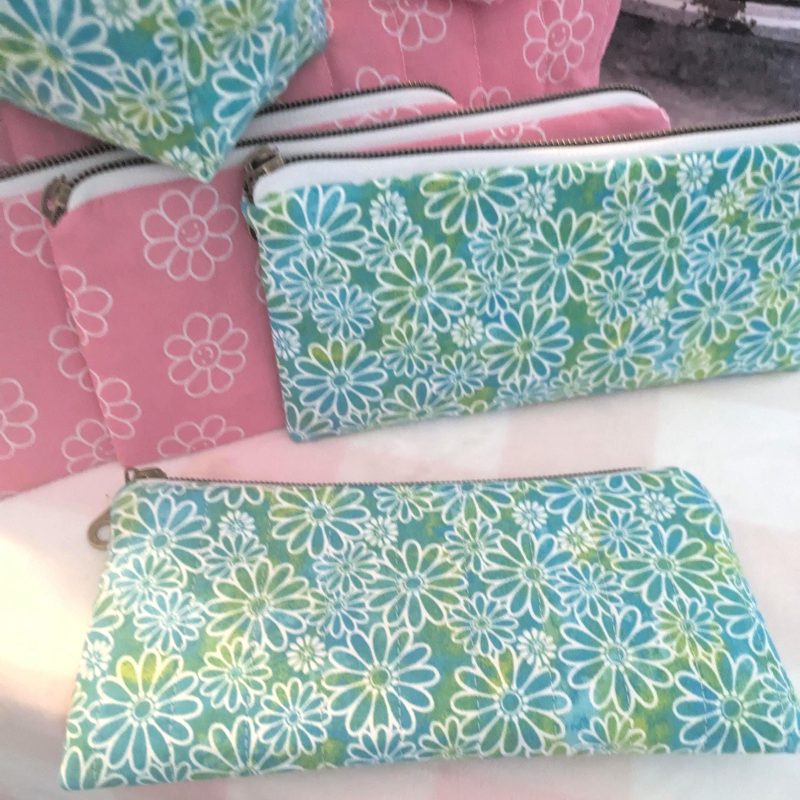 Cell Phone Case/Pencil Case Blue Green Flower Power