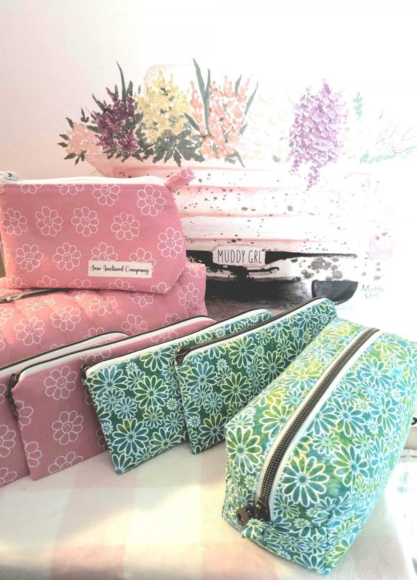 Cell Phone Case/Pencil Case Blue Green Flower Power - Image 5