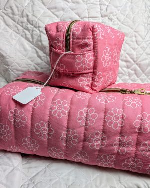 Peachy Pink Flower Power Make up Bags