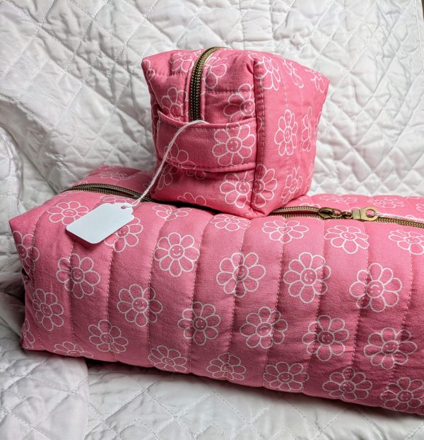 Peachy Pink Flower Power Make up Bags