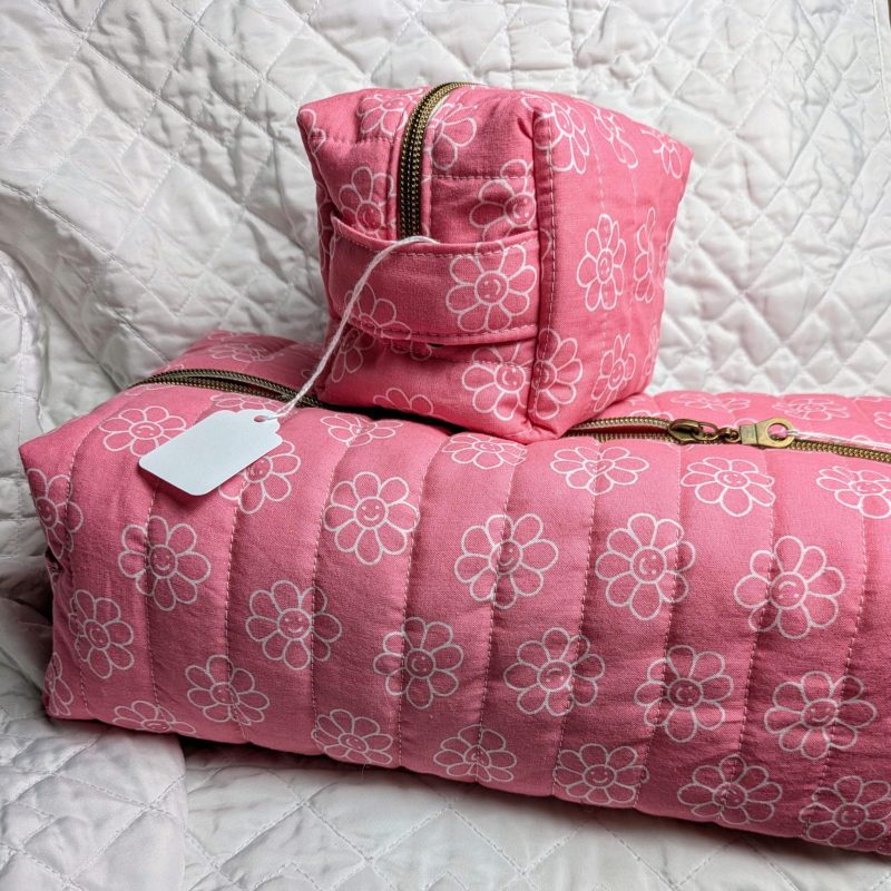 Peachy Pink Flower Power Make up Bags
