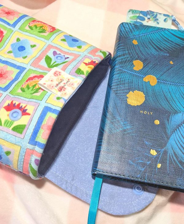 Bible Cover and FREE mini for Rosary Botanical Quilted — Compact Handmade Sleeve - Image 5