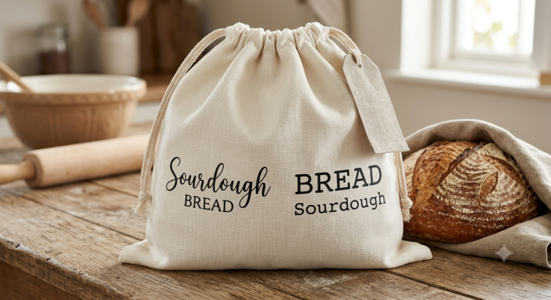 Ivory Linen Bread Bag | Sourdough Drawstring Bread Keeper