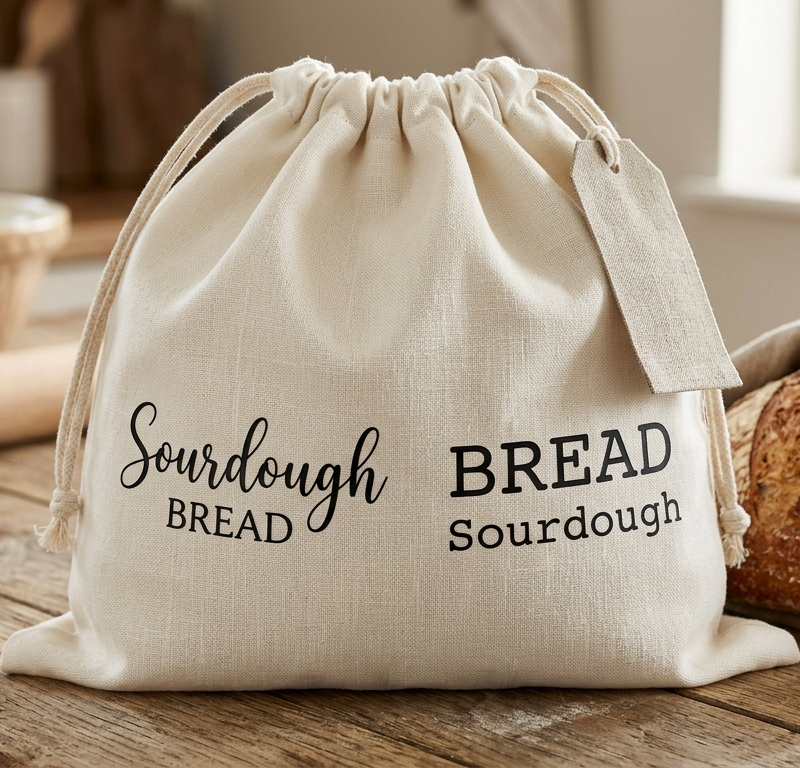 Ivory Linen Bread Bag | Sourdough Drawstring Bread Keeper