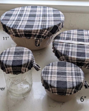 Set of 4 Cotton Bowl Covers | French Bakery Sourdough Proofing Covers | Farmhouse Kitchen Storage