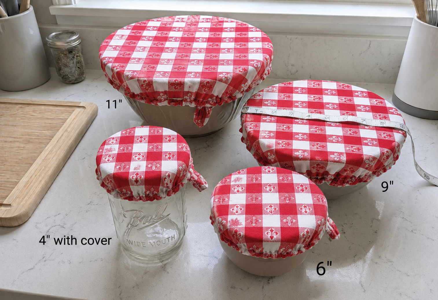 Sourdough Baking Set | 3 Piece Cotton Bread Bag Bowl and Jar Covers - Image 3